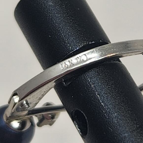 Black Pearl Diamond 14k White Gold Leverback Earrings Dainty Fine Jewelry - Picture 4 of 5